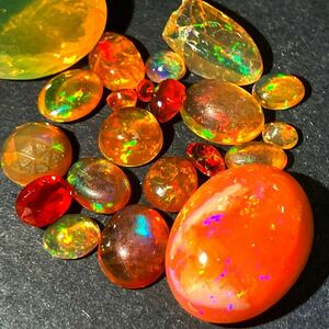 遊色効果!!［天然ファイアオパールおまとめ33.5ct］S 6.7gルース 裸石 宝石 ジュエリー jewelry fire opal 