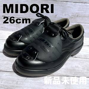 【新品未使用品】MIDORI 安全靴 26EEE 甲ブロック付き CE0208001 ミドリ安全 作業靴 ブラック 黒 革製 日本製 工具 DIY用品