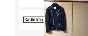 貴重なL★Rattle Trap★ラトルトラップ★ダブル ライダース ジャケット★ラム レザー★羊革★ブラック(黒)★中古★メンズビギ MEN