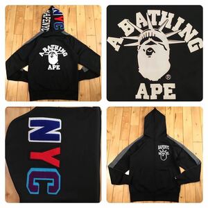 BAPE NYC カレッジロゴ ジャージ フルジップ パーカー Mサイズ a bathing ape full zip hoodie エイプ ベイプ アベイシングエイプ i039