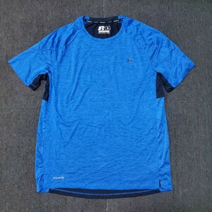 アメリカ直輸入　Russell　新品　ランニング　半袖Tシャツ　ランニング　NCAA トレーニング　ブルー　Tシャツ 吸汗速乾　L