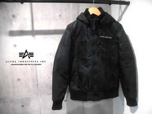 ALPHA INDUSTRIES アルファ インダストリーズ/HOODED RIB JACKET ベルクロワッペン フーデッド リブ ジャケット L/フライトジャケット/MA-1