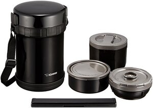 象印マホービン(ZOJIRUSHI) 保温 ステンレス 弁当箱 ランチジャー 茶碗 約3杯分 約 1.2合 電子レンジ 対応 ブラック SL-G