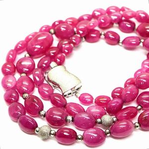 《K14WG 天然ルビーロングネックレス》J 約61.6g 約77.5cm ruby necklace ジュエリー jewelry EA5/ED0