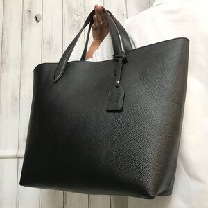 極美品/A4●ユキノ ユナイテッドアローズ YUKINO for UNITED ARROWS トートバッグ 肩掛け メンズ ビジネス 大容量 シボレザー 本革 黒　