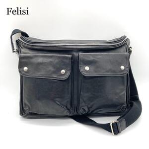 【極美品☆大容量】Felisi ショルダーバッグ メッセンジャーバッグ ブラック