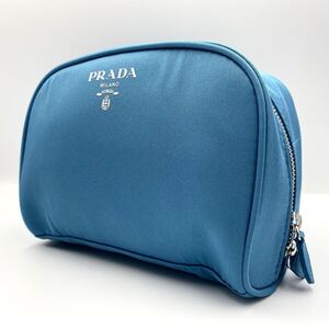 1円~ 新品未使用/プラダ PRADA クラッチバッグ セカンドバッグ ポーチ ハンドバッグ レディース メンズ キャンバス レザー ビジネス ブルー