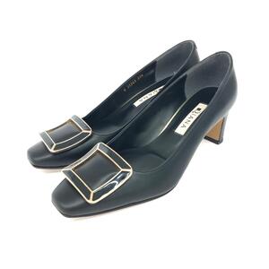 良好◆DIANA ダイアナ パンプス 22.5◆ ブラック センターバックル レディース 靴 シューズ shoes