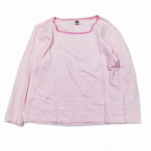 クレージュ courreges コットン Tシャツ ラウンドネック 長袖 ワンポイント ロゴ カットソー 9 ピンク/8YBA10 レディース