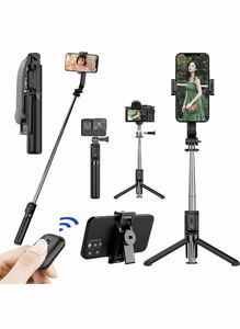 自撮り棒 三脚軽量 安定モデル Goproデジカメ兼用セルカ棒 スマホスタンド 三脚/一脚兼用 iphone Android対応 Bluetooth リモコン付き