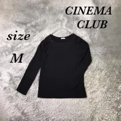 CINEMA CLUB (M) 長袖カットソー 綿混 ボートネック ビジュー