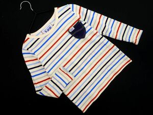 ネコポスOK Lee KIDS リーキッズ マルチボーダー カットソー 110cm オフホワイトx赤x青 ◇■ ☆ eja1 子供服