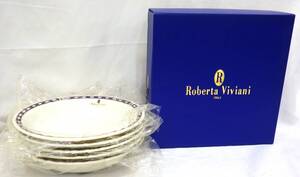 【#13346】　Roberta Viviani ロベルタヴィヴィアーニ　スープカレー皿　5客　未使用品　食器　桃山陶器　高さ：約4㎝　直径：約22㎝