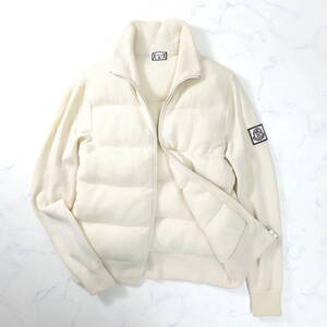 MONCLER モンクレール　モンクレール MONCLER カシミヤ100% ダウン切り替え ニットブルゾン クリーム アイボリ