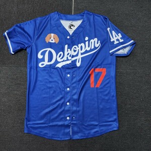 新品　大谷翔平　dekopin ロサンゼルスドジャース　野球　ユニフォーム　デコピン　メジャーリーグ　ブルー　Lサイズ　野球服　Tee