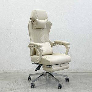 〓 パクストン PAXTON ゲーミングチェアー Gaming Chair アイボリー Living Ivory オフィスチェア 高級人工レザー フットレスト内蔵