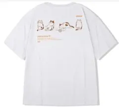 【大人気】猫　ネコ　白　ストリート　Tシャツ　オーバーサイズ　XL