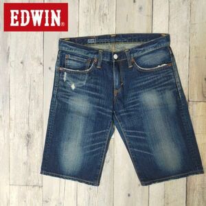 ☆EDWIN エドウィン☆USED加工 デニム ハーフパンツ カットオフ Size（M) S1186