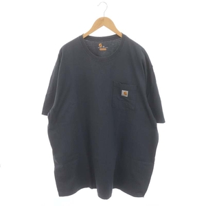 カーハート carhartt Tシャツ カットソー 半袖 プルオーバー クルーネック コットン 2XL 紺 ネイビー /YQ ■OS メンズ