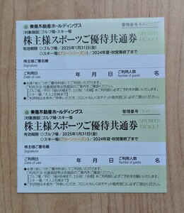 東急不動産 株主優待 スポーツご優待券2枚 ゴルフ場 スキー場(たんばらラベンダーパーク、タングラム斑尾)