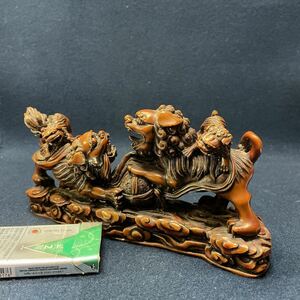 中国美術 親子獅子置き物　縁起物 装飾品 工芸品　