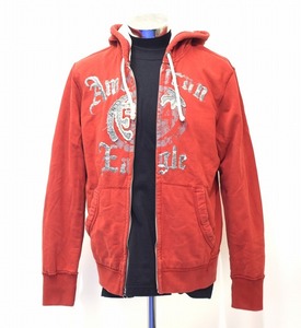 AMERICAN EAGLE （アメリカンイーグル）ZIP UP SWEAT PARKA Hoodie ジップアップ スウェット パーカー フーディー 長袖 ロゴ LOGO RED M 