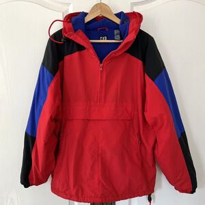 90s OLD GAP オールド ギャップ アノラック ナイロン マウンテン パーカー デカタグ L ヴィンテージ フリース レッド 赤 ブルー