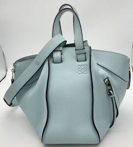 0u1k49E069 【美品】LOEWE ハンモック スモール ショルダーバッグ ハンドバッグ スカイブルー レディース ロエベ