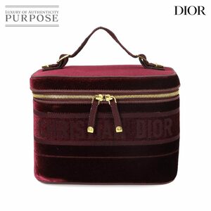 未使用 展示品 クリスチャン ディオール Christian Dior DIORTRAVEL ラージ バニティ ハンド バッグ ベルベット ボルドー 90222538