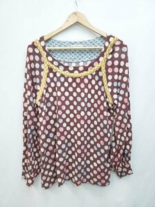 ◇ TSUMORI CHISATO ツモリチサト 水玉 ドット 切替 長袖 ブラウス カットソー サイズ2 ブラウン系 レディース P