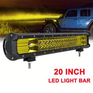 車用 LED ヘッドライト ライトバー 黄色 イエロー 50cm オフロード 12-24V フロント 明るい カーライト フォグライト 防水 t3833