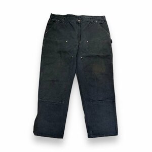 【W42】 USA古着 カーハート Carhartt ペインターパンツ ダブルニー ブラック 42インチ BIGSIZE