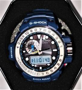 新品同様 アナデジ G-SHOCK ジーショック ガルフマスター GULFMASTER ソーラー GWN-1000 ブルー シルバー スチール STEEL 066