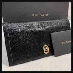 【美品】BVLGARI 長財布 二つ折り ドッピオトンド BLACK 金リング