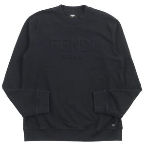 【ドンドン見直し】良品●FENDI フェンディ 2020年製 FY1079 エンボスロゴ クルーネック スウェットシャツ トレーナー XL 正規品