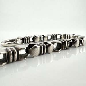 【77】SV925 シルバー ブレスレット バングル メンズ レディース アクセサリー (約) 全長20㎝ 39.3.g (1599)