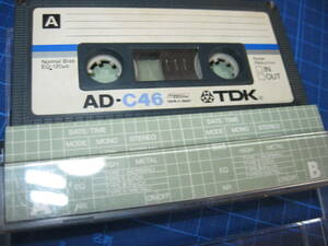 使用済み 中古　 カセットテープ　TDK　AD-C46　Type1　ノーマル　46分 1本 爪なし　No.90316　爪片方穴紙詰めてます