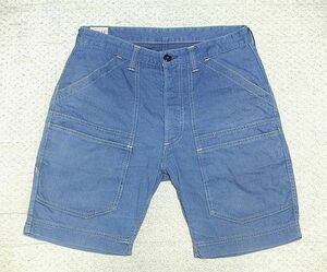 美品:FREEWHEELERS(フリーホイーラーズ).ワーク ショーツ 32(ペインター ショート パンツ/UNION SPECIAL OVERALLS/FILL UP/W83股下20)