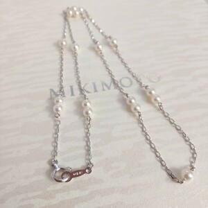 ■n　値下げ!!【極美品 MIKIMOTO ミキモト ベビーパールネックレス K18WG】3.5㍉珠　本真珠　 真珠　 箱付き 40センチ程度　アコヤ真珠