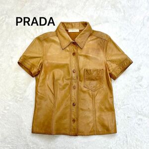 プラダ ヴィンテージ アーカイブ レザーシャツ キャメル カーフ Prada Archive Leather Shirt