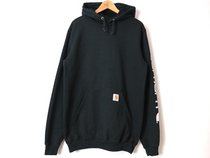 Carhartt カーハート 袖プリント スウェットパーカー(メンズ S)ブラック ORIGINAL FIT