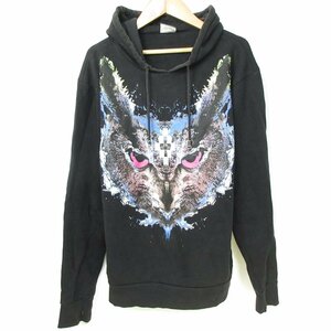 美品 MARCELO BURLON マルセロバーロン フクロウプリント プルオーバー スウェットパーカー フーディー 小さいサイズ XS ブラック ◆