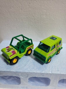 1984年 昭和当時物 絶版ブリキ玩具 BUDDY L SUPERHEROES MARVEL HULK van jeep 2台セット 日本製 バディエル 超人ハルク 絶版ミニカー