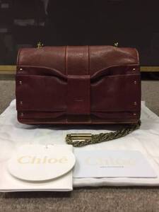 美品！格安！chloe クロエ ジューン リボン レザー チェーンショルダーバッグ 3S0321-733