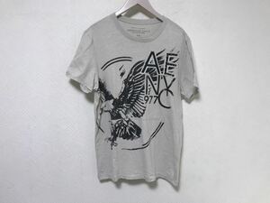 本物アメリカンイーグルAMERICANEAGLEコットンロゴプリント刺繍半袖Tシャツライトグリーン緑メンズ旅行トラベルM