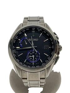 SEIKO◆ソーラー腕時計/アナログ/-/BLK/SLV/8B63-0AV0/BRIGHTZ/クスミ有