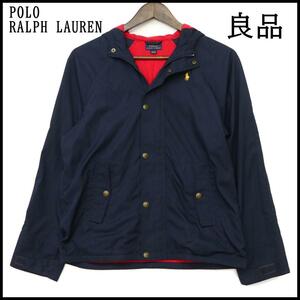 ★良品★ POLO RALPH LAUREN ポロ ラルフローレン ブルゾン ジャンパー ネイビー ブルー メンズ トップス アウター ポリエステル コットン