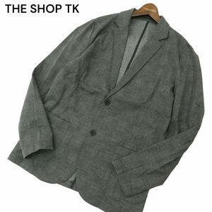 THE SHOP TK タケオキクチ 春夏 グレンチェック★ ポンチ ジャーディガン テーラード ジャケット Sz.XL　メンズ 灰 大きい　A4T02518_3#M