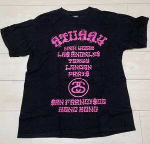 STUSSY WORD TOUR TAKA HAYASHI Tee 黒×ピンク Mサイズ 中古品 ステューシー 限定 古着 ボロ 2006