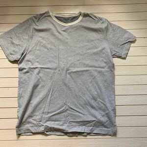 イオン　トップバリュー　ボーダーTシャツ　グレー　L